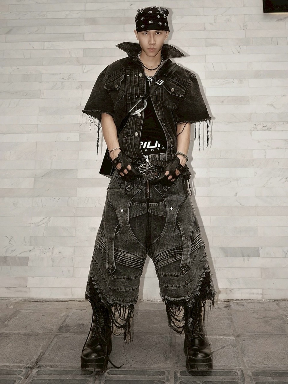 RICH】Knight Wide Waxed Short Pants/ 【リッチ】デザインデニム