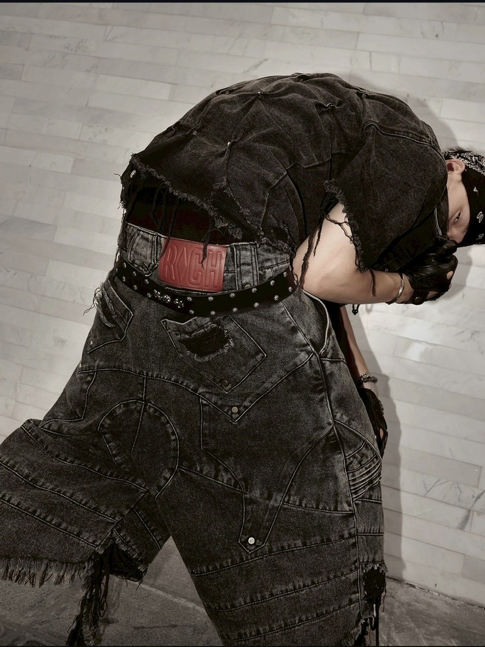 RICH】Knight Wide Waxed Short Pants/ 【リッチ】デザインデニム