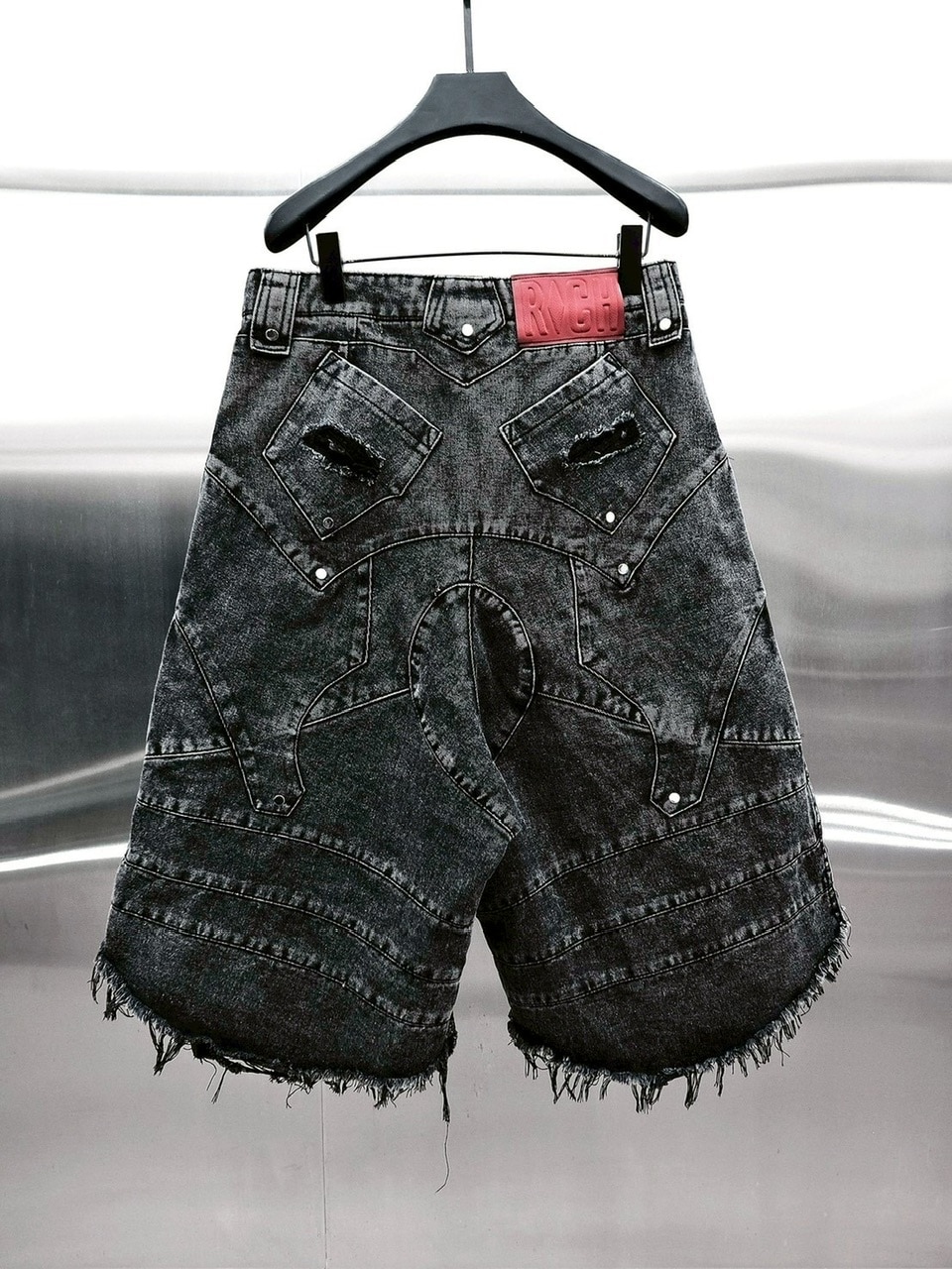 RICH】Knight Wide Waxed Short Pants/ 【リッチ】デザインデニム