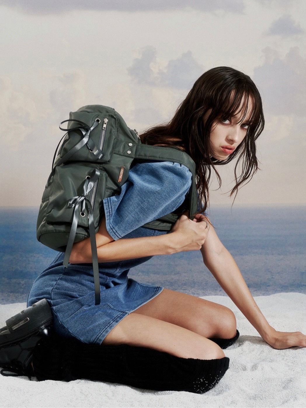 NOT KNOWING】Double Ribbon Cargo Duffle Bag | OUR BRAND,NOT