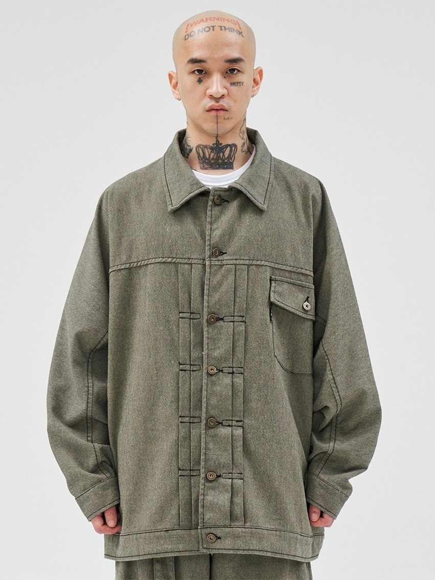 【AJOBYAJO】Batwing Two-Tone Twill Jacket