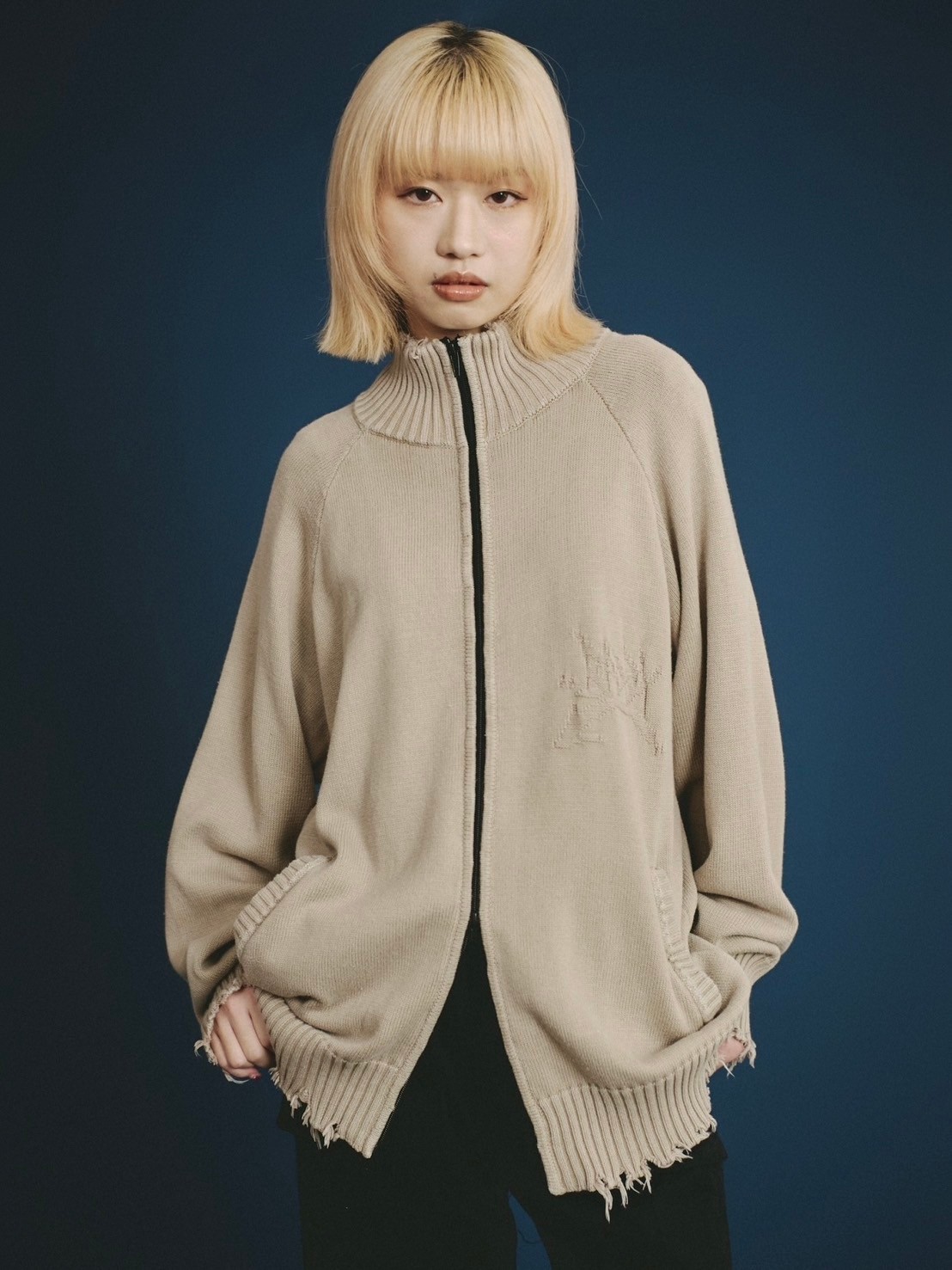 DAMEGE PIGMENT KNIT CARDIGAN