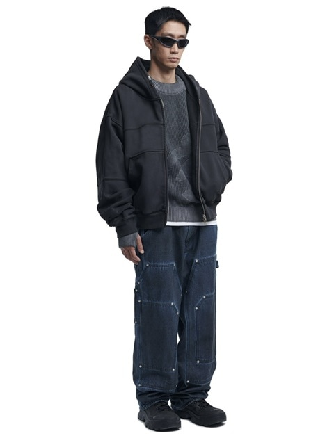 【NOMANUAL】OVERDYED N.F HOODED ZIP-UP
