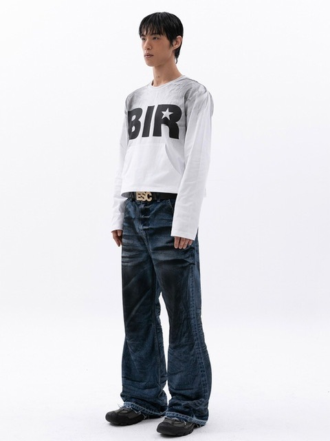 【ESC STUDIO】hand bridge washing flared denim pants