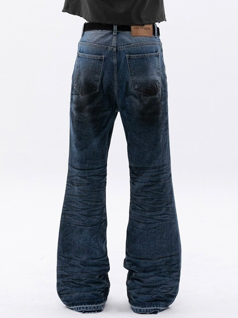 【ESC STUDIO】hand bridge washing flared denim pants