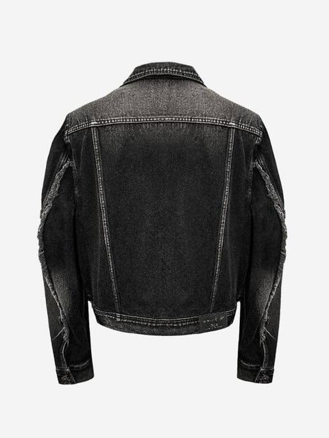 【BLUER/BLR】Signature Raw Cut Washing Denim Trucker Jacket BLR BLUER】SIGNATURE RAW CUT WASHING DENIM TRUCKER JACKET