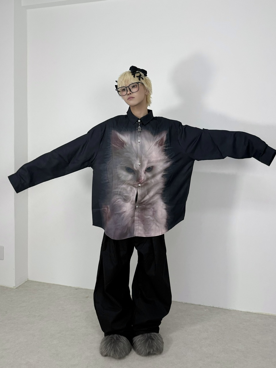 ゆ*様 【Nerd out XU】ugly cat long sleeve sh 受注制【Nerd out XU】ugly cat long sleeve shirt | OUR BRAND,Nerd