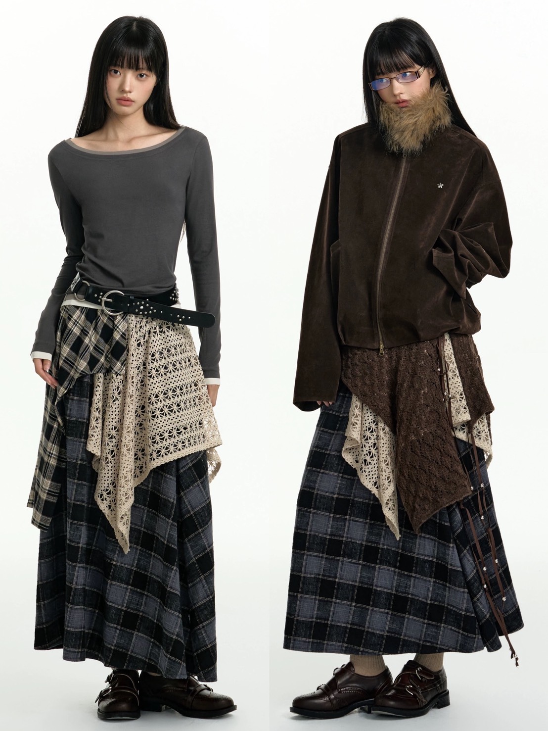 TGNS】Patchwork Long Plaid Skirt / 【ツーガンズ】パッチワーク
