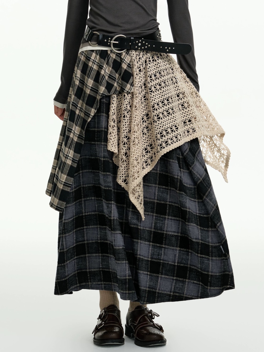 TGNS】Patchwork Long Plaid Skirt / 【ツーガンズ】パッチワーク
