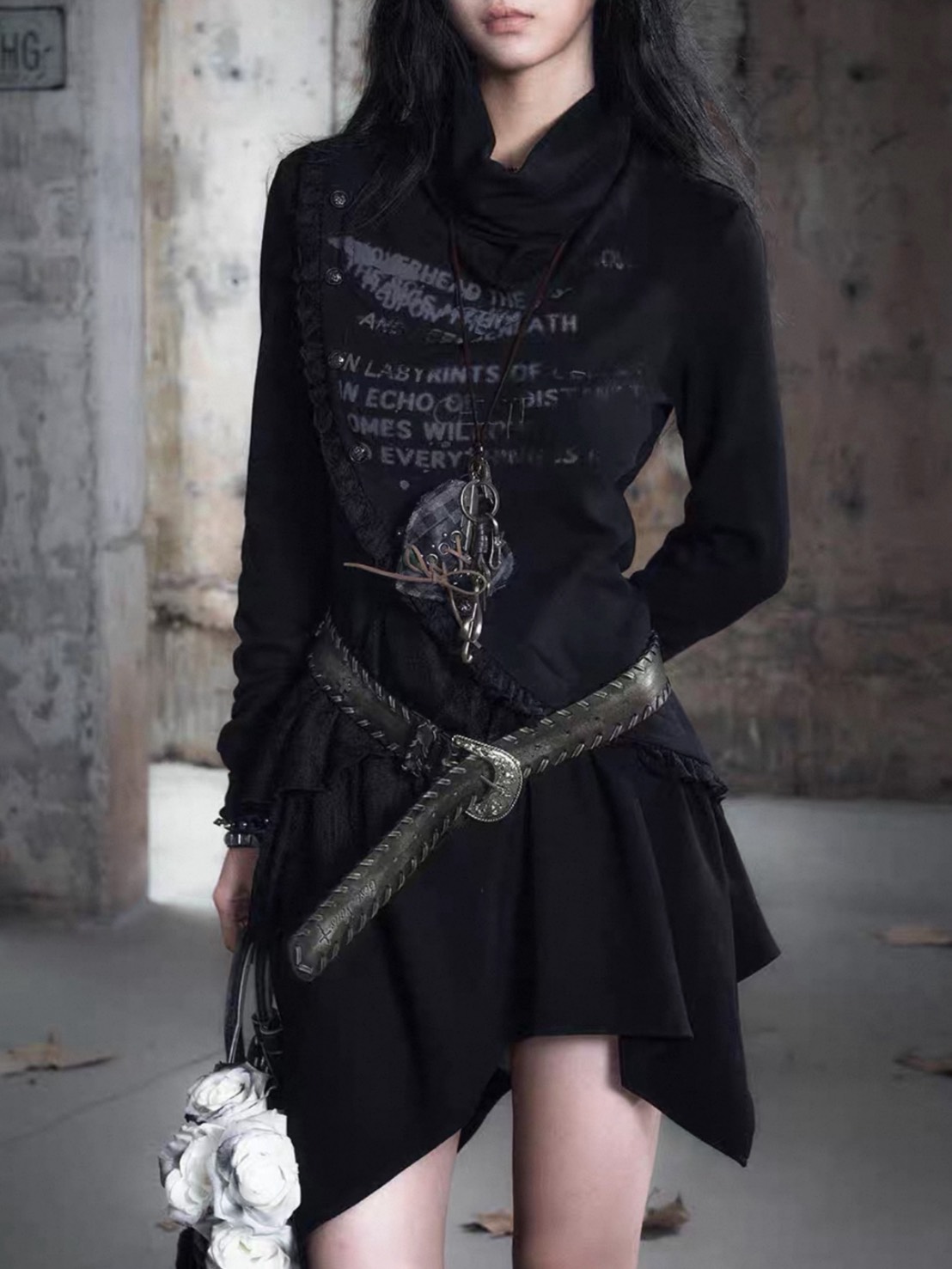 Cest Nous】Black Cowl Neck Dress / 【セヌー】ハイネック