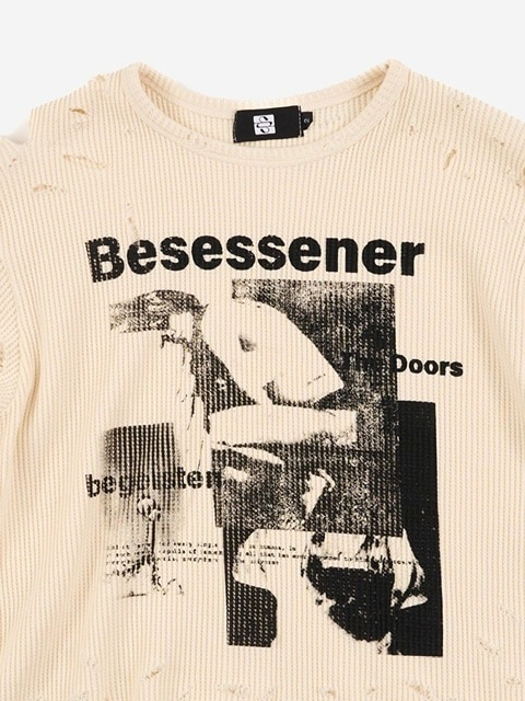 ★SUNDAYOFFCLUB★Besessener Hand Distressed Waffle T-Shirt SUNDAY OFF CLUB】Besessener Hand Distressed Waffle T-Shirt