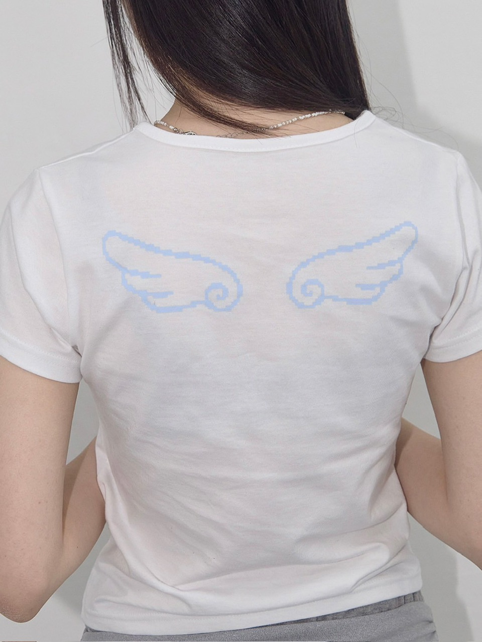 ★FANCYCLUB★ANGEL MARK CROP TEE (SKY BLUE)★正規品/直送料込 FANCY CLUB】ANGEL MARK CROP TEE（Tシャツ/カットソー）｜FANCY