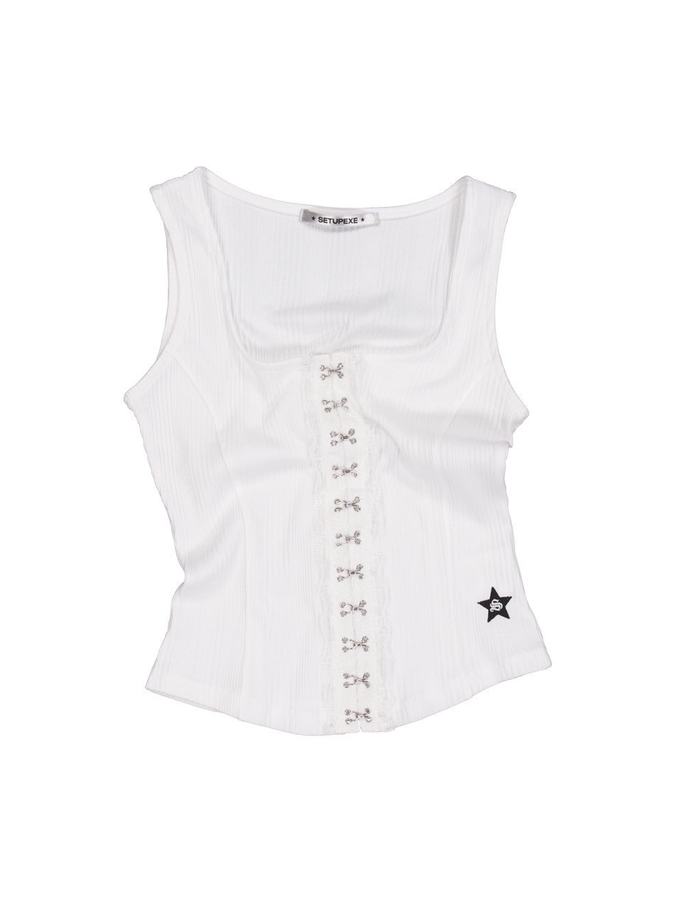 ★SETUP-EXE★LACE HOOK SLEEVELESS / WHITE★正規品/韓国送料込 SETUP‐EXE】LACE HOOK SLEEVELESS / 【セットアップエグゼ