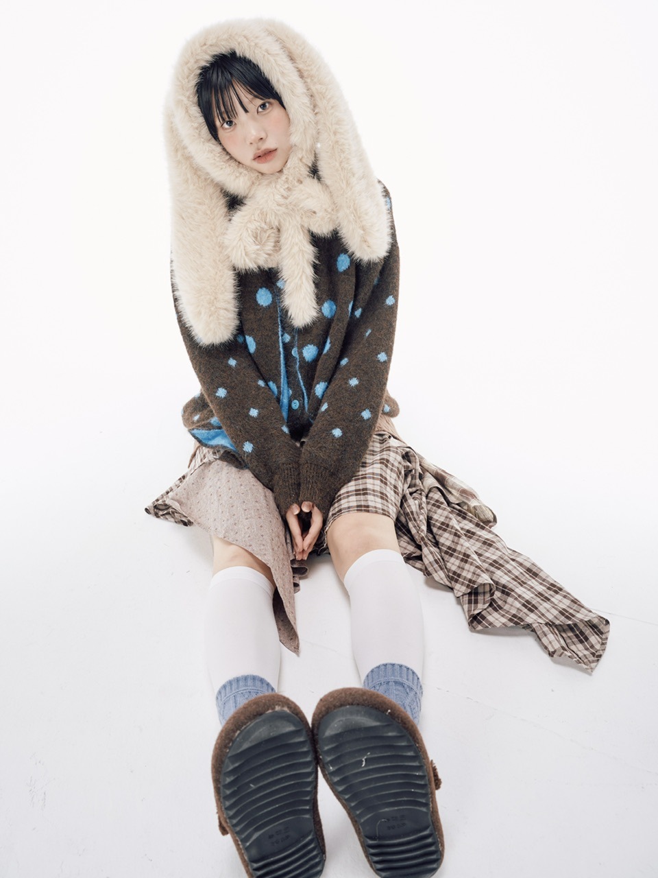 【Nerd out XU】asymmetry check skirt / 【ナードアウトエックスユー】アシンメトリーチェックスカート