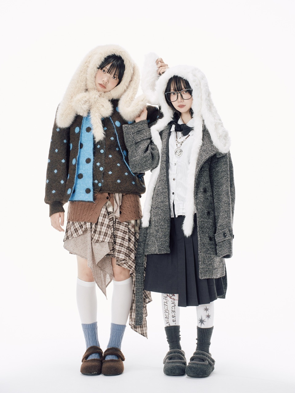 【Nerd out XU】asymmetry check skirt / 【ナードアウトエックスユー】アシンメトリーチェックスカート