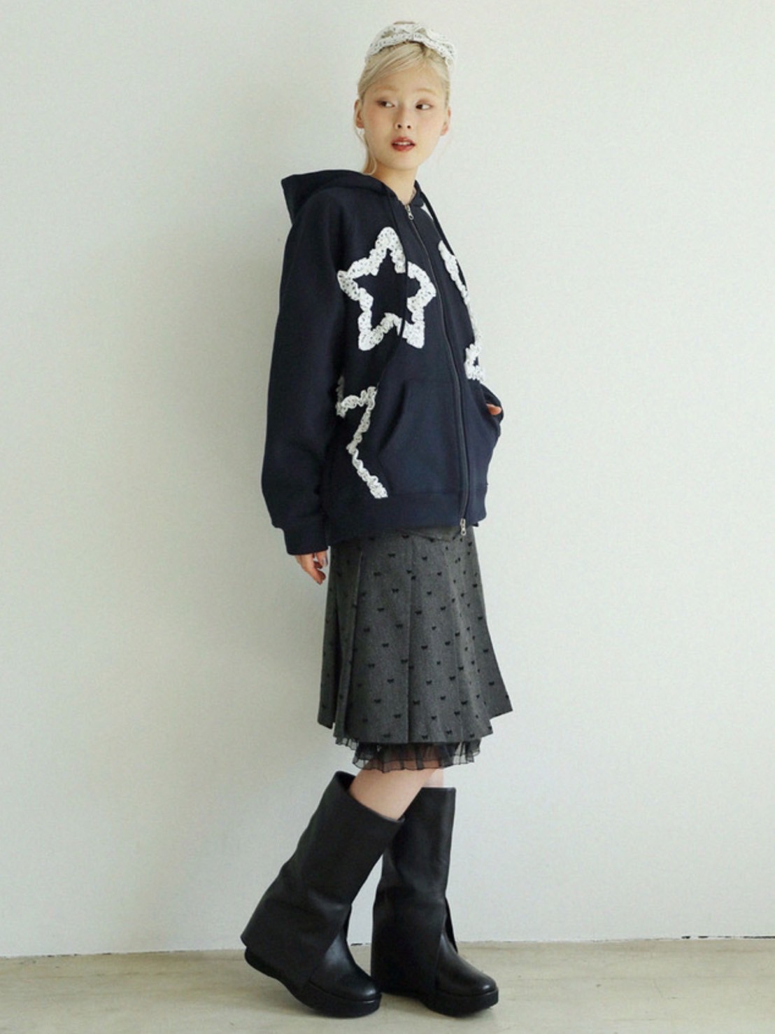 【Uglyshadow】RIBBON MIDI SKIRT