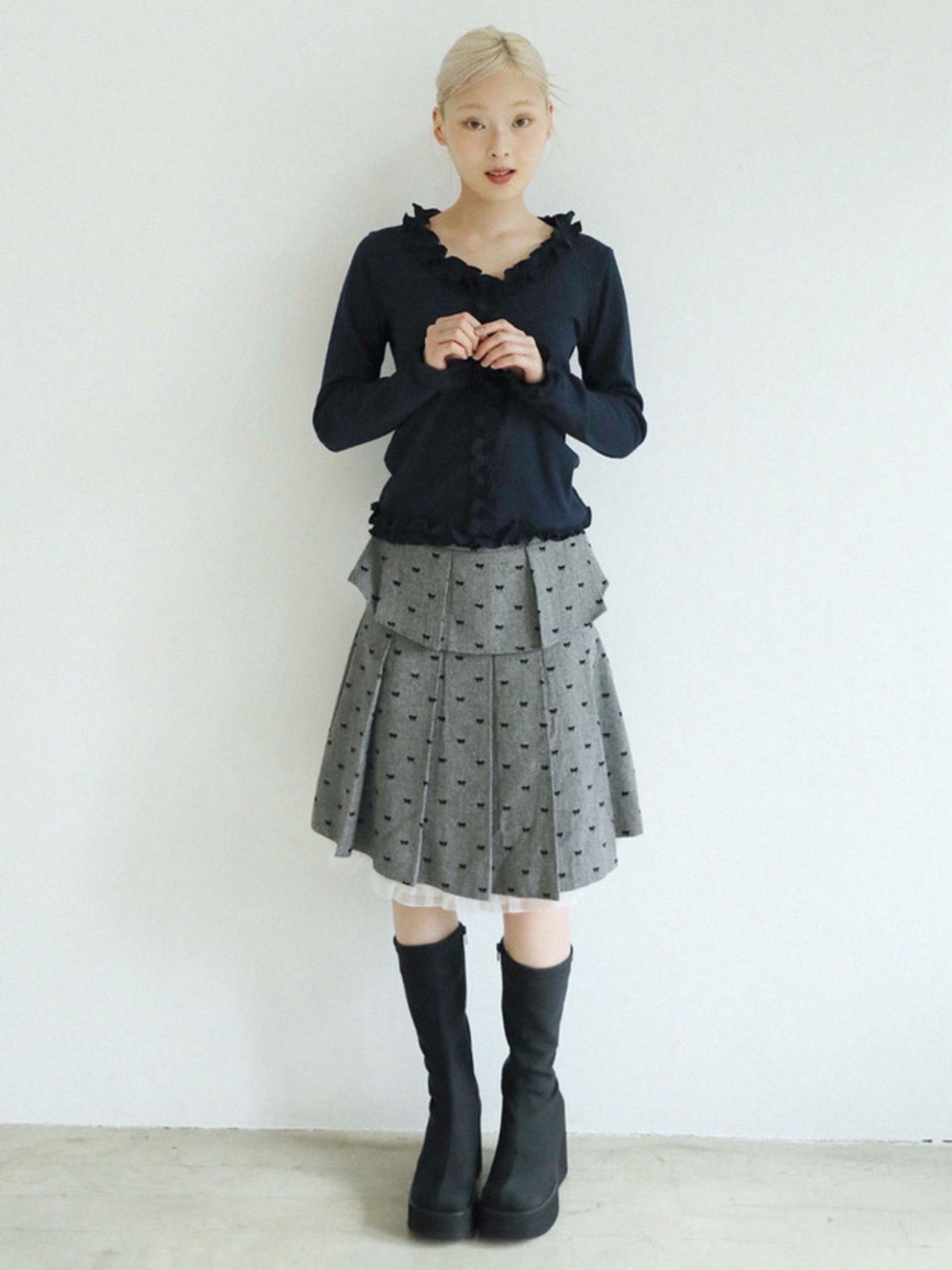 【Uglyshadow】RIBBON MIDI SKIRT
