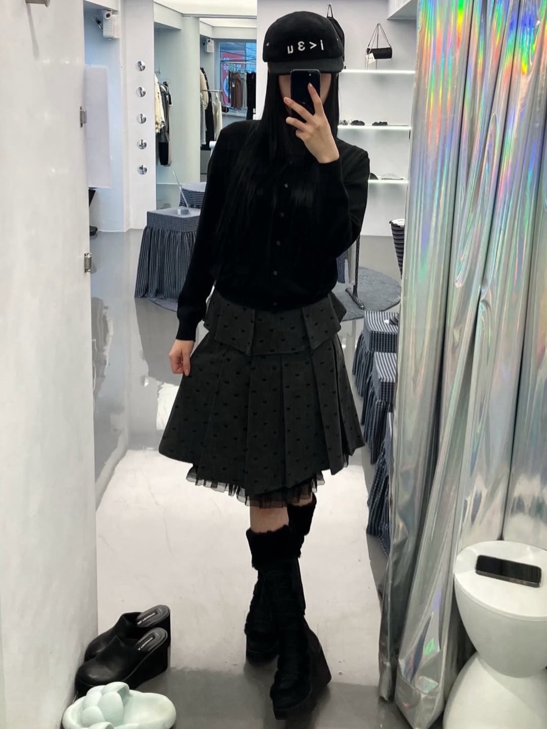 【Uglyshadow】RIBBON MIDI SKIRT