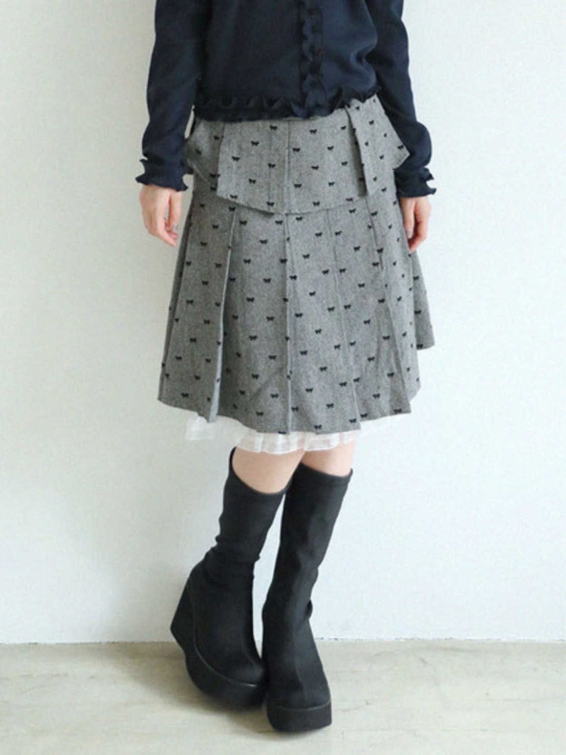 【Uglyshadow】RIBBON MIDI SKIRT