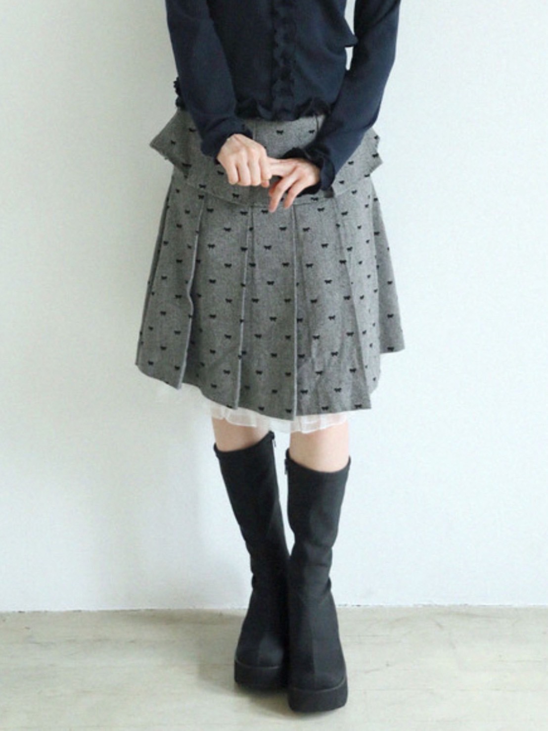 【Uglyshadow】RIBBON MIDI SKIRT