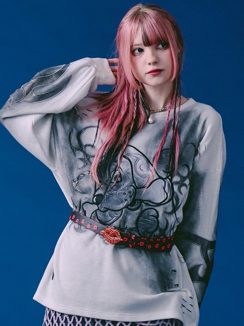 GALFY】汚れ部族ワッフルロンTEE / 【ガルフィー】汚れ部族ワッフル