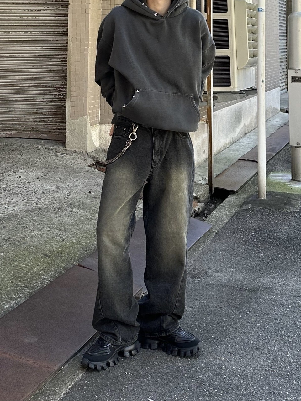 大阪店WEB限定受注制【Chikashitsu +】vintage wash curve denim pants 