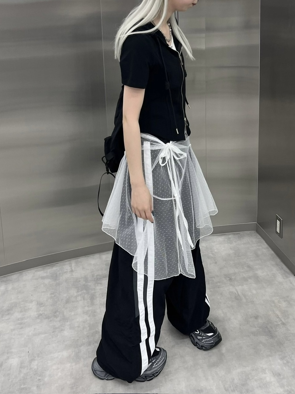 受注制【Never mind the XU】sheer layered skirt (2color) | OUR
