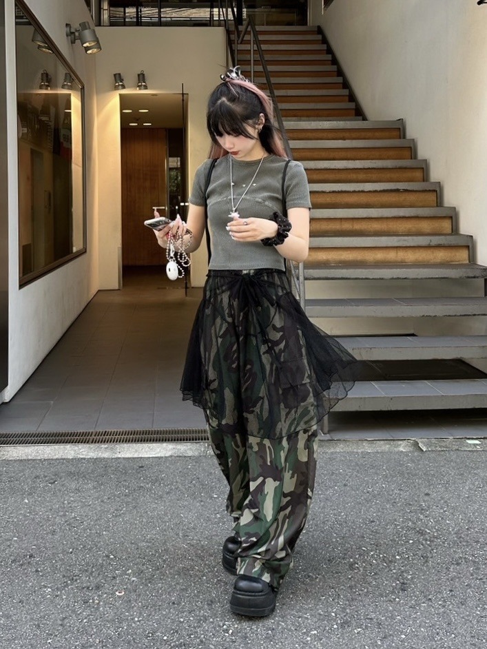 受注制【Never mind the XU】sheer layered skirt (2color)