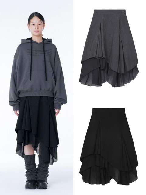 【MISEKI SEOUL】★関税込★アンバランスレイヤードスカート Miseki seoul】Unbalanced layered skirt | OUR BRAND,Miseki