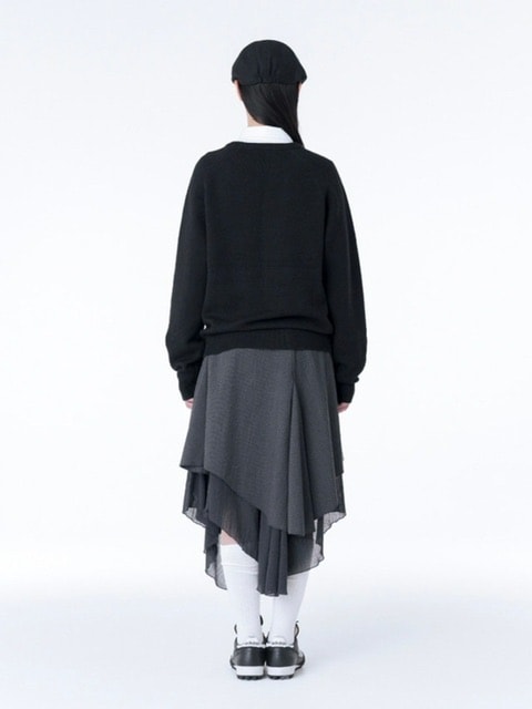 ★ MISEKI SEOUL★ Unbalanced layers midi skirt CHARCOAL MSK Miseki seoul】Unbalanced layered skirt | OUR BRAND,Miseki