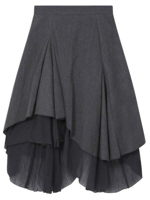 ★ MISEKI SEOUL★ Unbalanced layers midi skirt CHARCOAL MSK Miseki seoul】Unbalanced layered skirt | OUR BRAND,Miseki