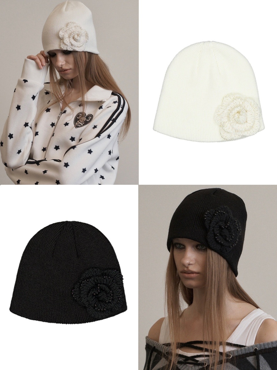 キャップ PEARL CORSAGE BEANIE BLACK SETUP-EXE】PEARL CORSAGE BEANIE | OUR BRAND,SETUP-EXE
