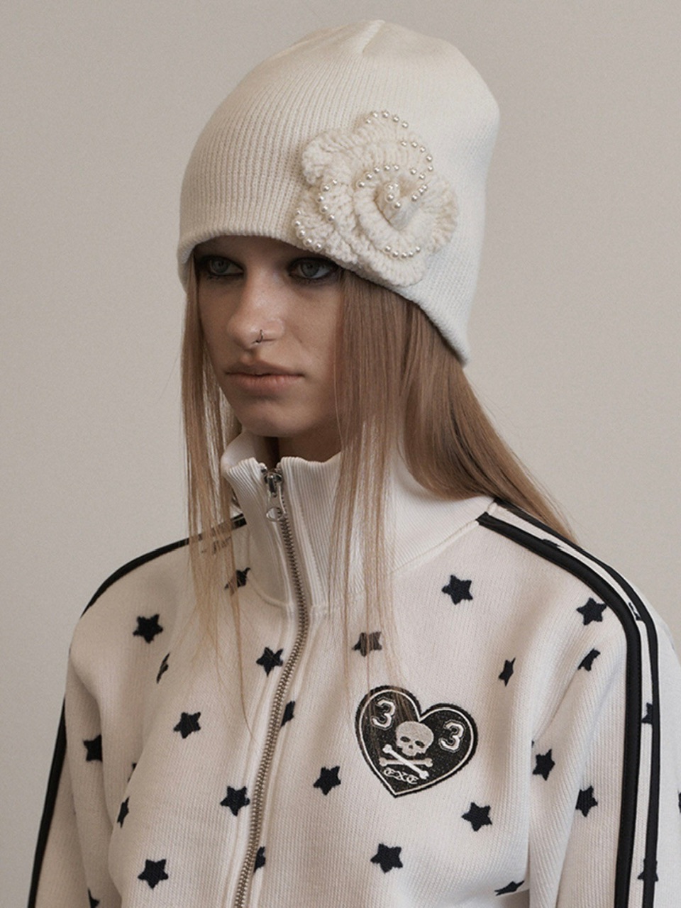 ●SETUP-EXE● PEARL CORSAGE BEANIE (3色) SETUP-EXE】PEARL CORSAGE BEANIE | OUR BRAND,SETUP-EXE