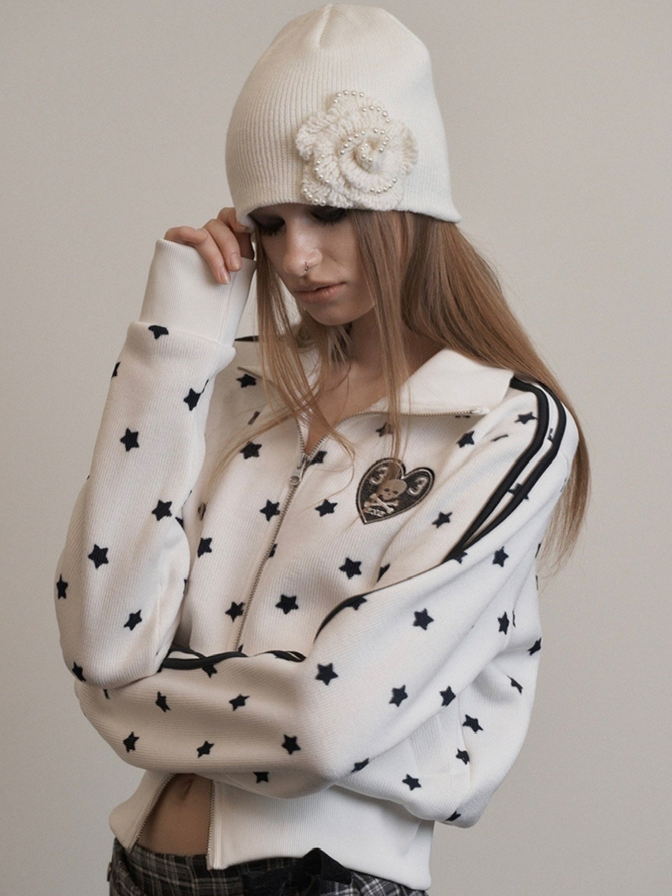 【SETUP-EXE】韓国人気★PEARL CORSAGE BEANIE SETUP-EXE】PEARL CORSAGE BEANIE | OUR BRAND,SETUP-EXE