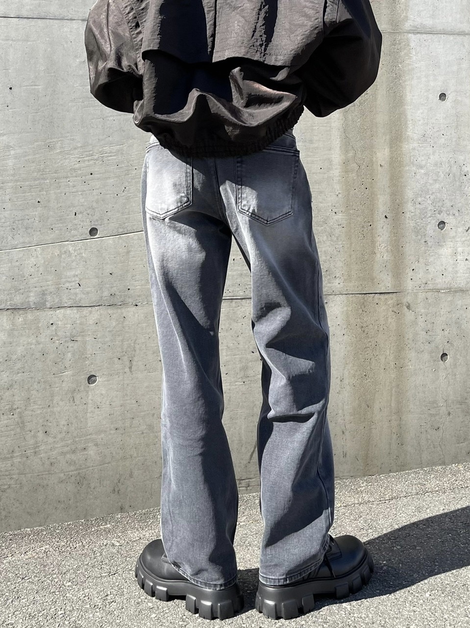 Chikashitsu +】vintage wash denim pants (2color