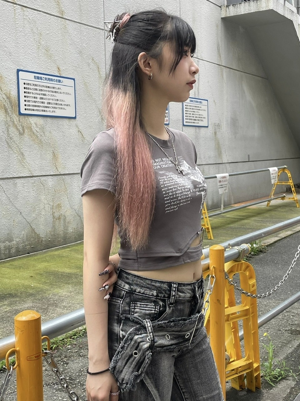 【Never mind the XU】butterfly print cropped tee (3color)