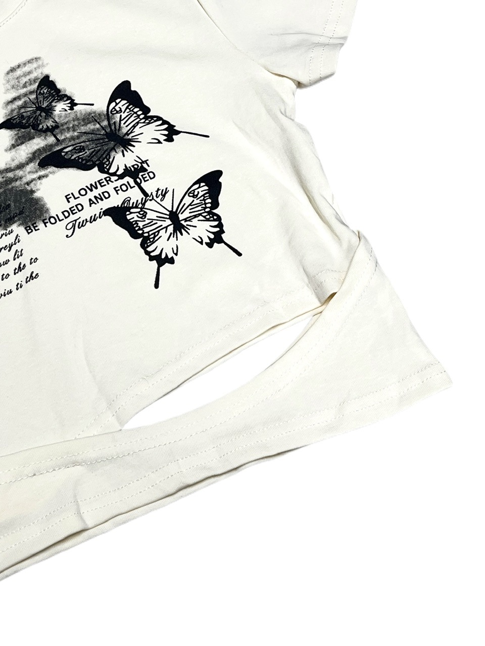 【Never mind the XU】butterfly print cropped tee (3color)