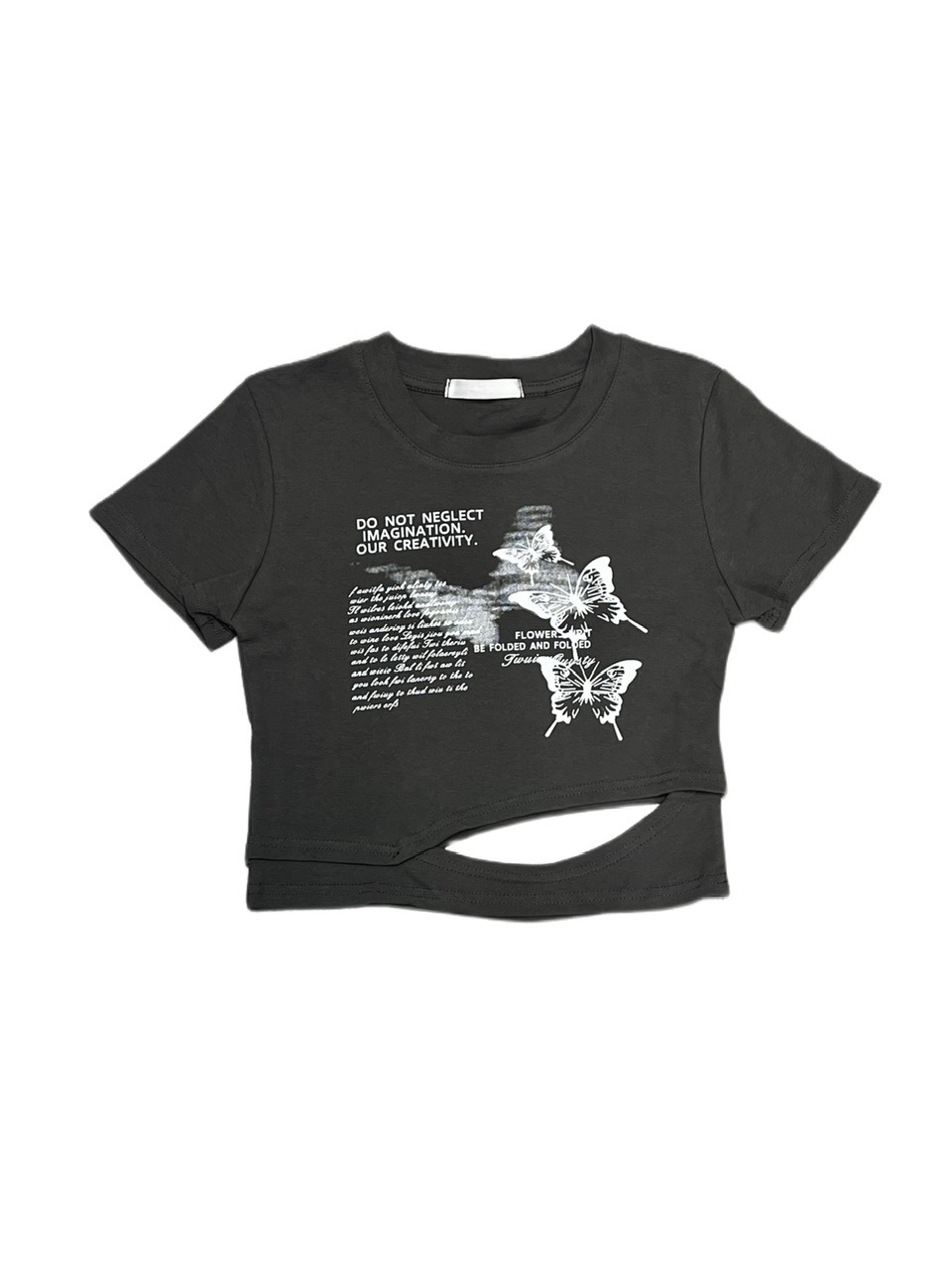 【Never mind the XU】butterfly print cropped tee (3color)