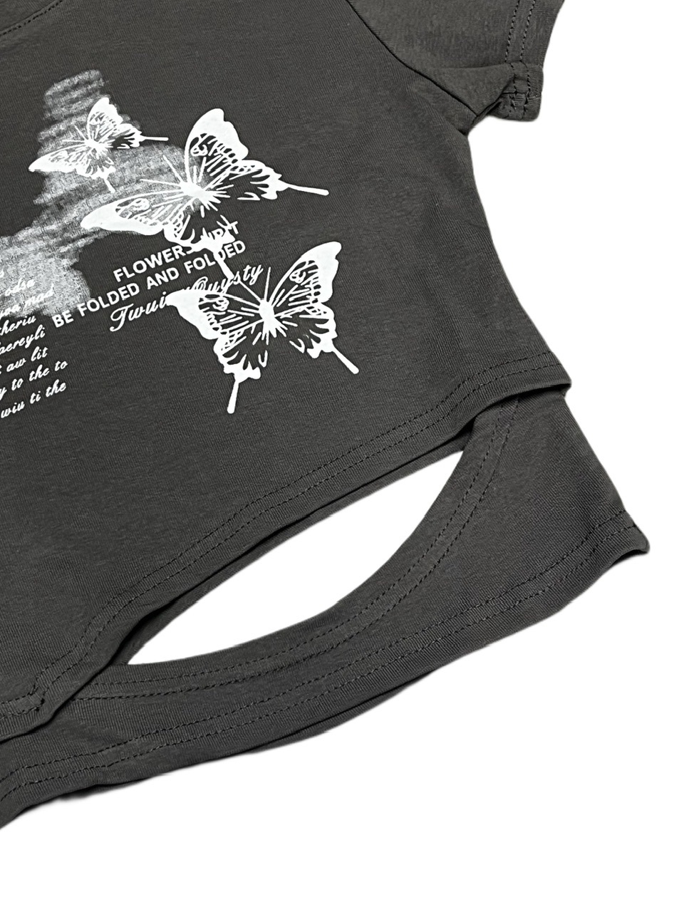 【Never mind the XU】butterfly print cropped tee (3color)