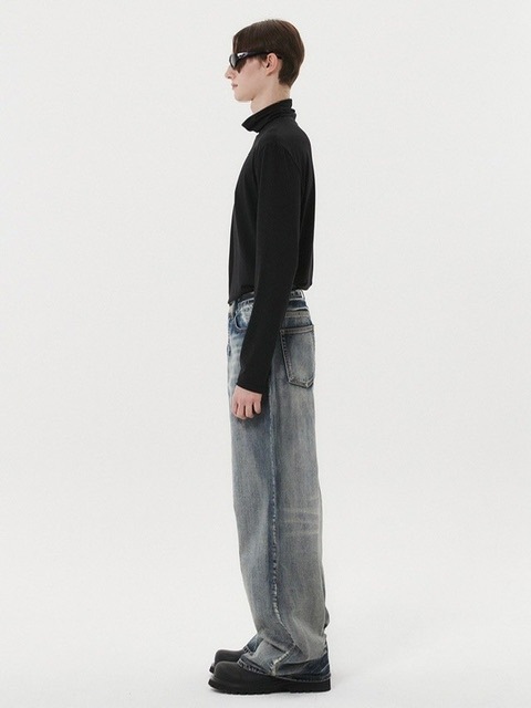 【DNSR】25ss signature wide denim pants DNSR】Signature wide denim pants vintage blue | OUR BRAND