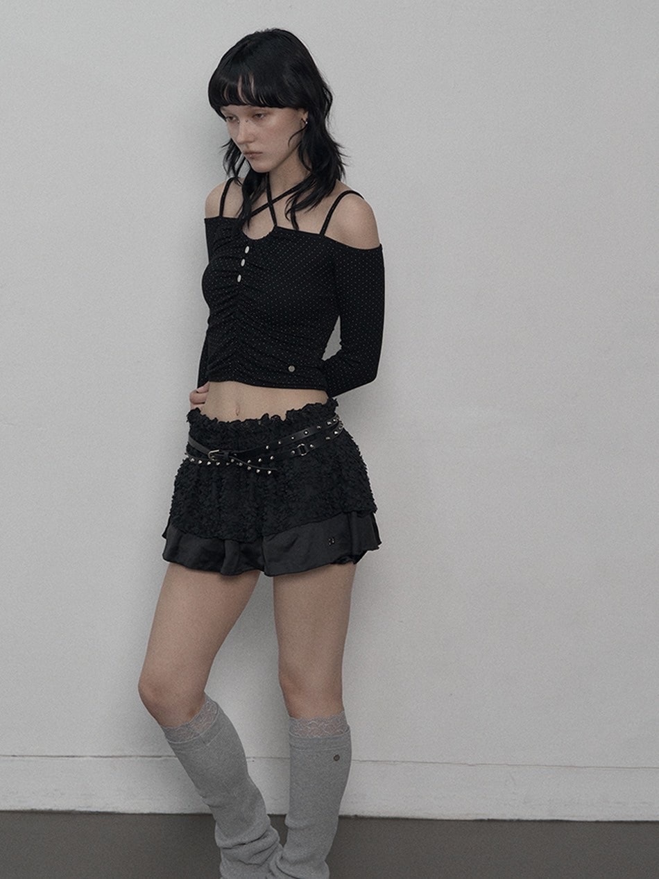 SETUP-EXE☆TUTU MIX SKRIT PANTS TUTU MIX SKRIT PANTS BLACK - SETUP EXE | 60% - Asian Fashion