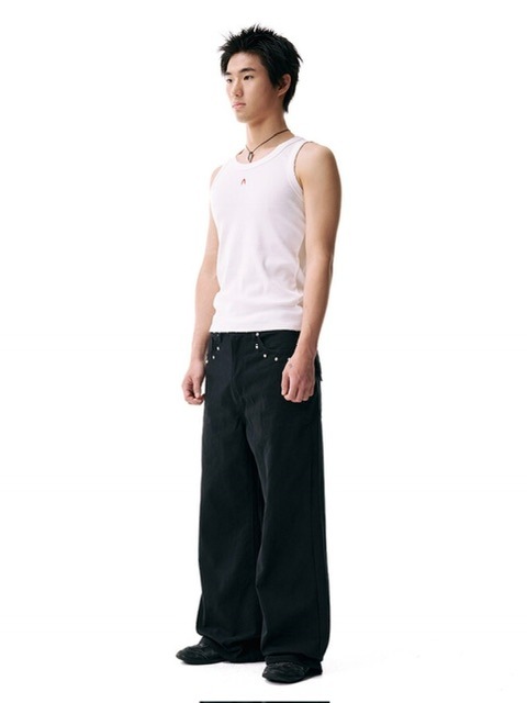 ◆AAKAM◆ Multi Studded Cotton Pants White AAKAM】Multi Studded Cotton Pants | OUR BRAND,AAKAM