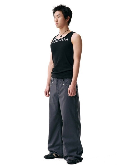◆AAKAM◆ Multi Studded Cotton Pants Black AAKAM】Multi Studded Cotton Pants | OUR BRAND,AAKAM