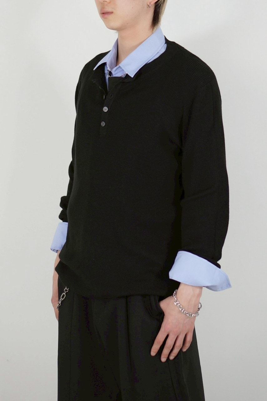 Henry　着物のみ Chikashitsu +】henry neck long sleeve knit (4color) | OUR