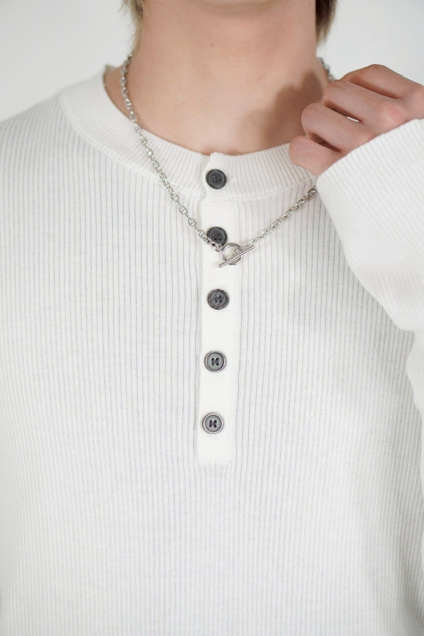 Chikashitsu +】henry neck long sleeve knit (4color) | OUR