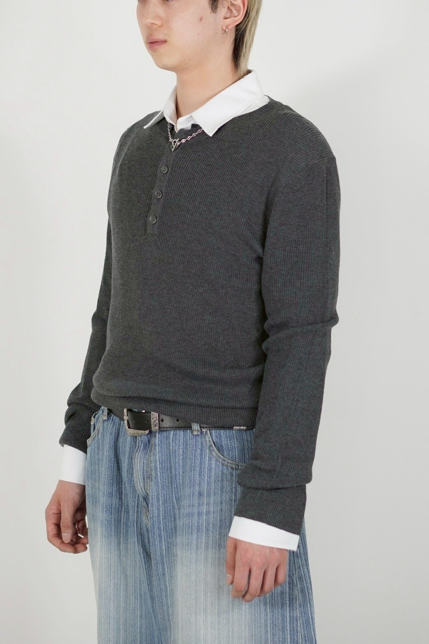 Henry　着物のみ Chikashitsu +】henry neck long sleeve knit (4color) | OUR