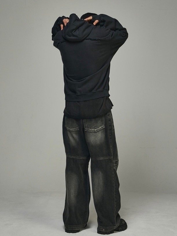 BLR BLUER】BLR Double Trident Washing Wide Denim Pants | OUR