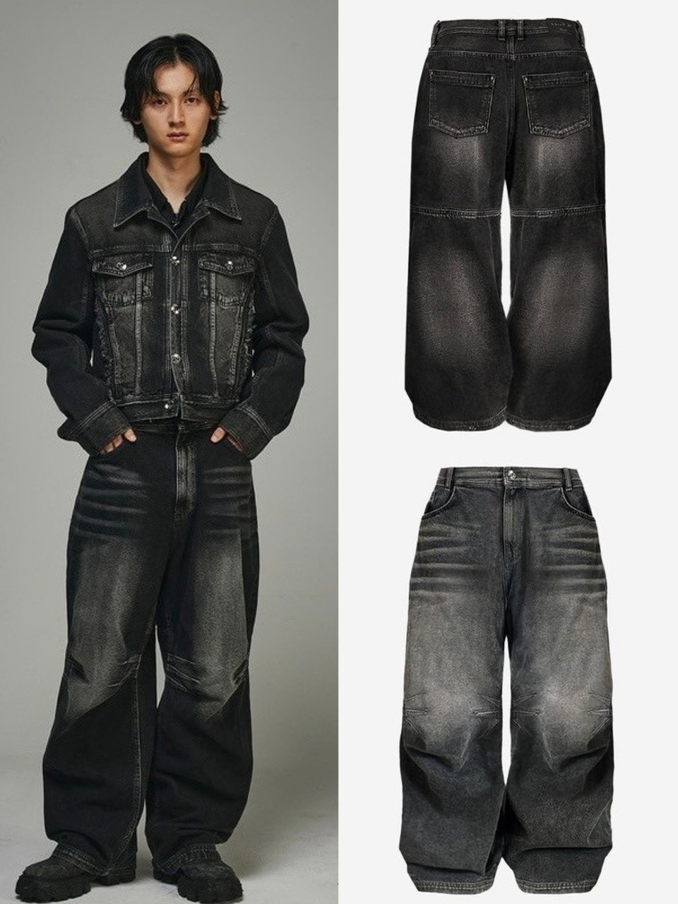 【BLUER/BLR】Double Trident Washing Wide Denim Pants /追跡付 BLR BLUER】BLR Double Trident Washing Wide Denim Pants | OUR