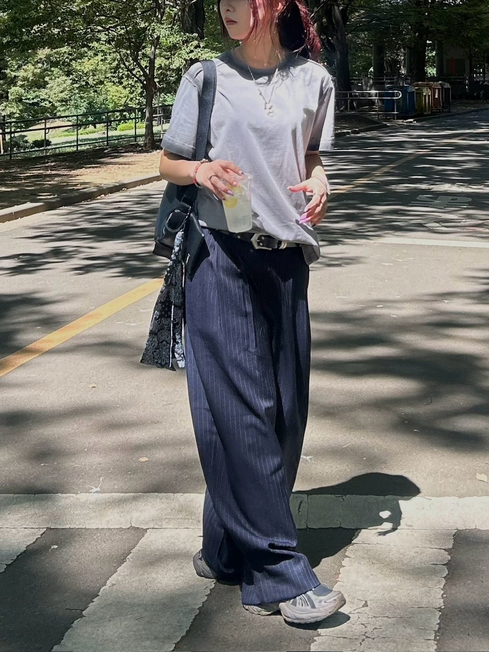 大阪店WEB限定受注制【Chikashitsu +】stripe tuck wide slacks (2color)