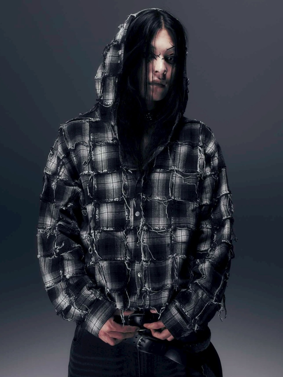 DIG YOUR OWN GRAVE】PATCHWORK HOODY SHIRTS /【ディグユアオウン